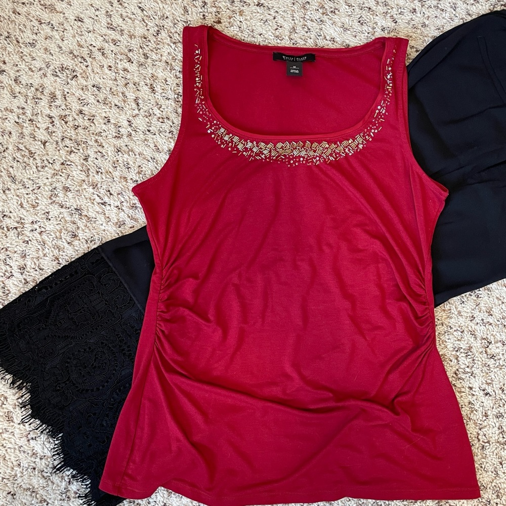 WHBM sleeveless top w/beading